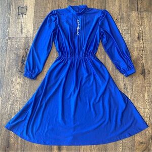 Vintage Blue Dress with Embroidery